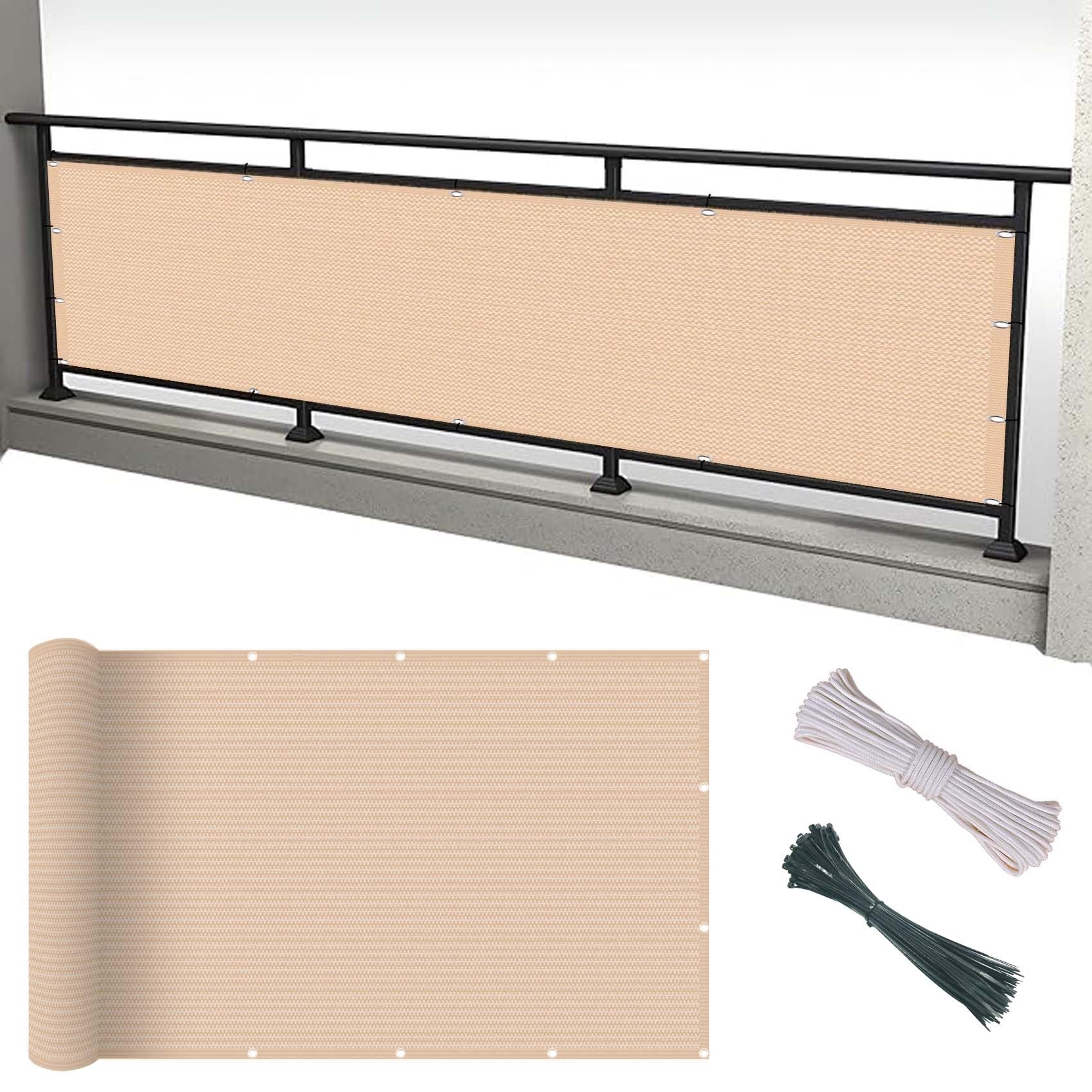 GJZQDKX Opaque Balcony Canopy 200x330 cm Weather & UV Resistant Tear Resistant Outdoor Patio Shield with Cable Ties Cream Color Ideal for Home Privacy