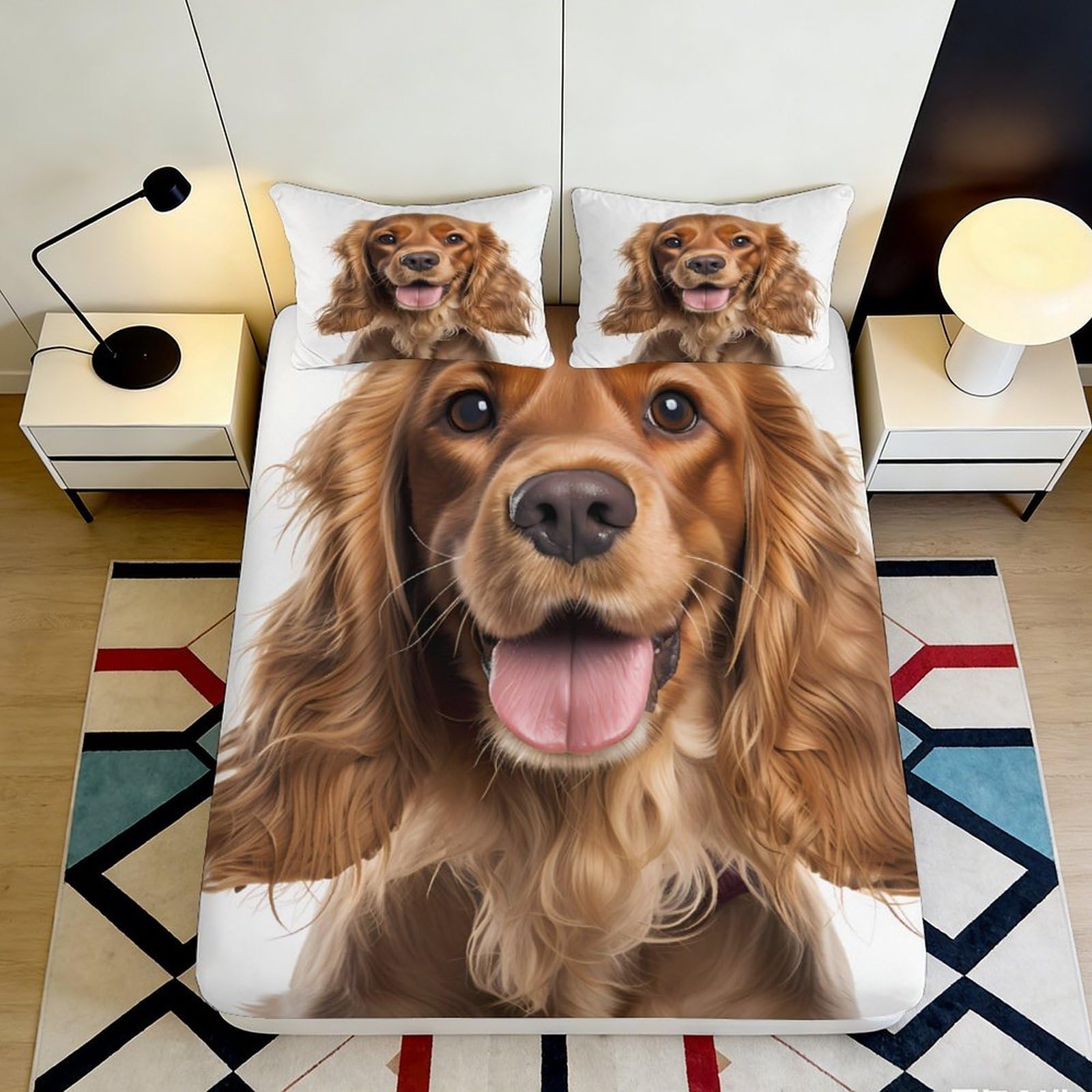3D Printed Golden Retriever Fitted Sheet Microfiber Soft Bedroom Decor Dog Bed Cover for Home Guest Room 90x200x25cm