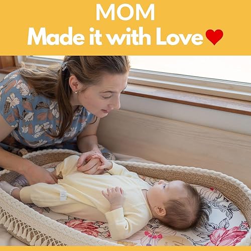 Miniatura 2 de Juego de cestas cambiadoras para bebés con organizador de pañales, cesta de macramé bohemio para bebés, cuerda de algodón 100% hecha a mano, tejida