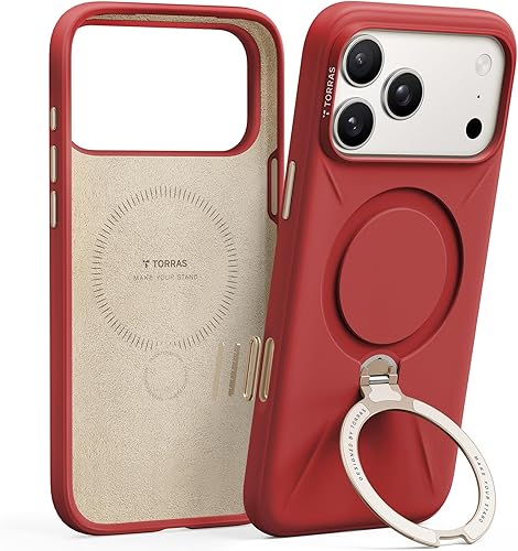 TORRAS Q3 Silicona para iPhone 17 Pro Max Funda con Soporte, Compatible con MagSafe, Silicona Líquida Suave Agarre Cómodo, Soporte Magnético