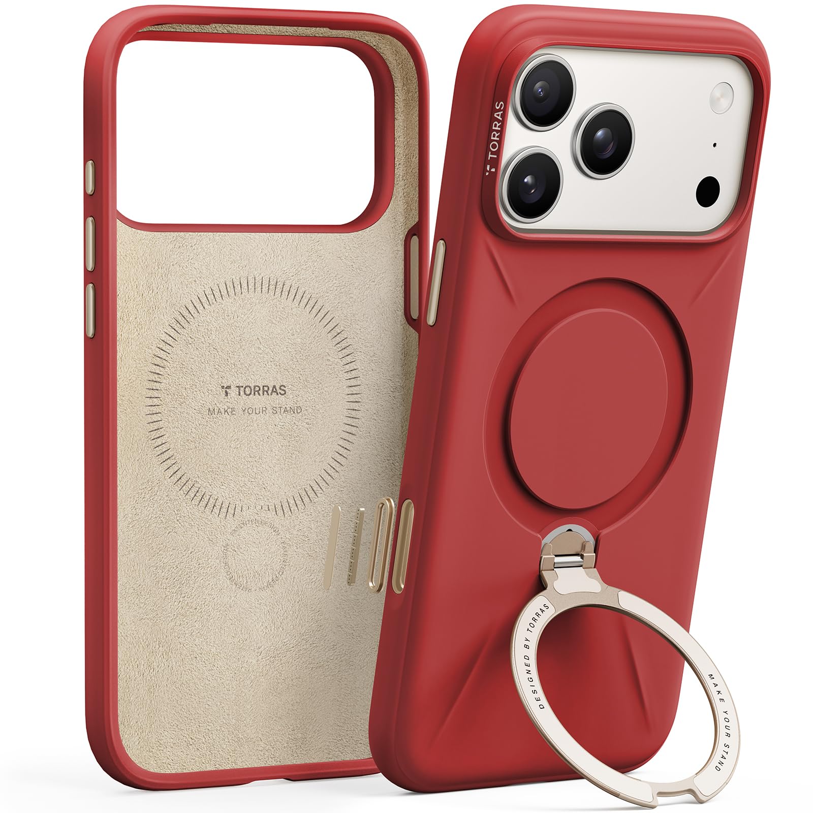 TORRAS Q3 Silicone for iPhone 17 Pro Max Case Magnetic Stand Red