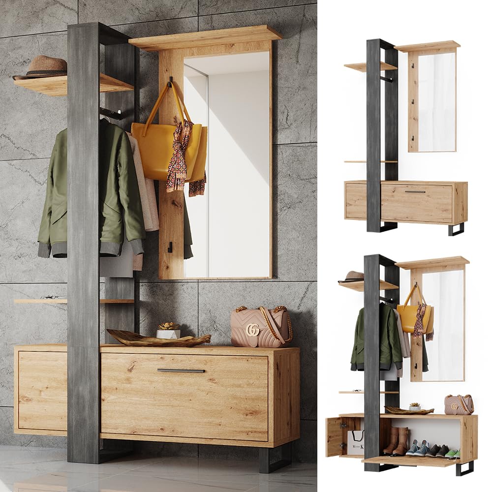 Vicco Armadio da ingresso Porto, Marrone, 120 x 192 cm