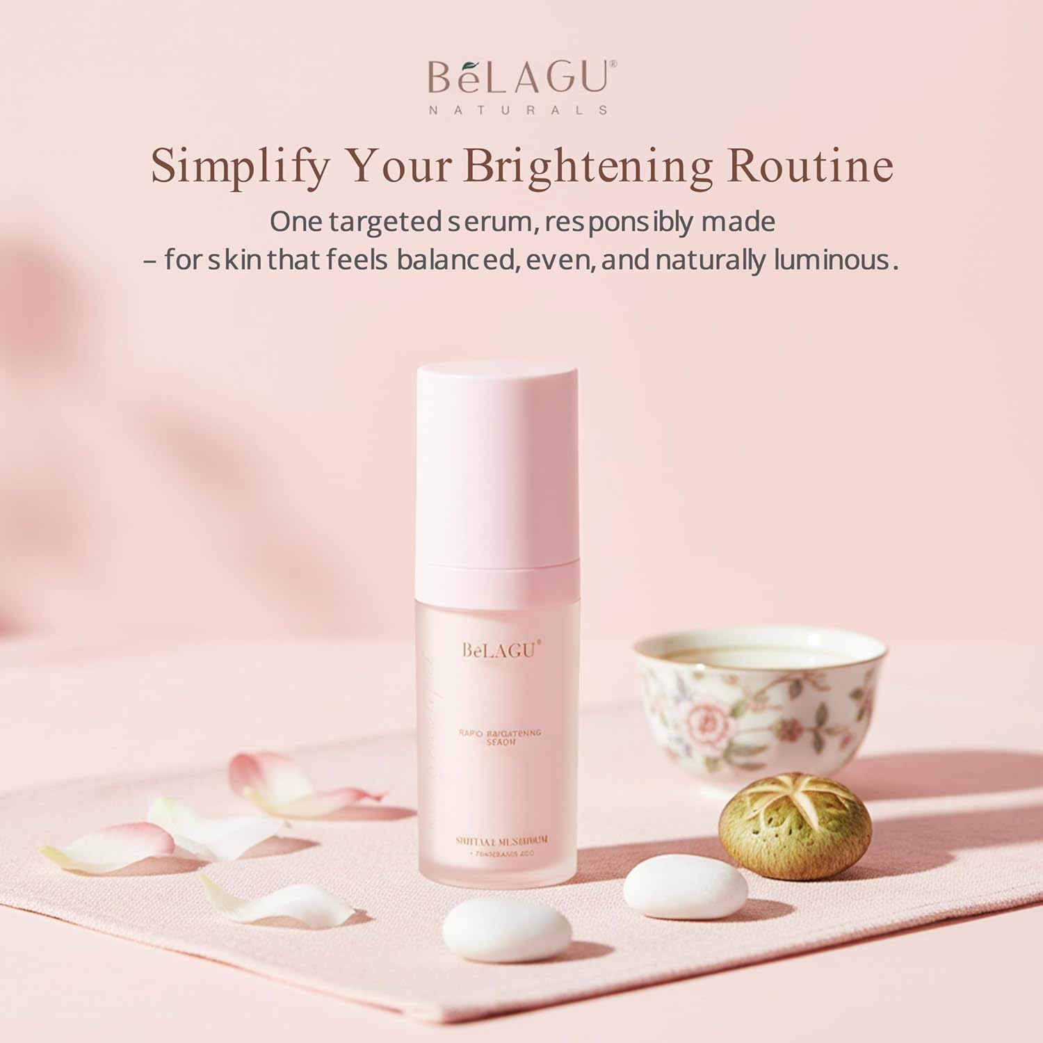 Rapid Brightening Serum with Tranexamic Acid - Niacinamide Face Serum for Uneven Tone and Dull Skin - Gentle Formula with Shiitake Mushroom Extract for Smooth & Radiant Skin - 1 fl oz