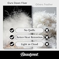 Vista 4 de Beautyrest Edredones de plumón de ganso tamaño individual, relleno de edredón blanco de lujo para todas las estaciones, 100% tela de algodón