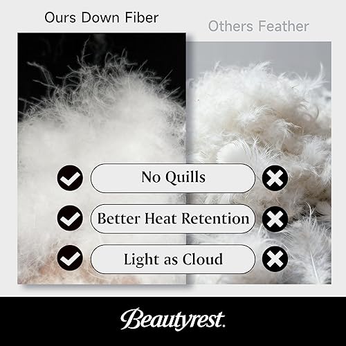 Miniatura 5 de Beautyrest Luxury Goose Down Fiber Comforters Queen Size, Hotel Collection All Seasons Duvet Insert, 100% Cotton, Extra Fluffy Breathable White