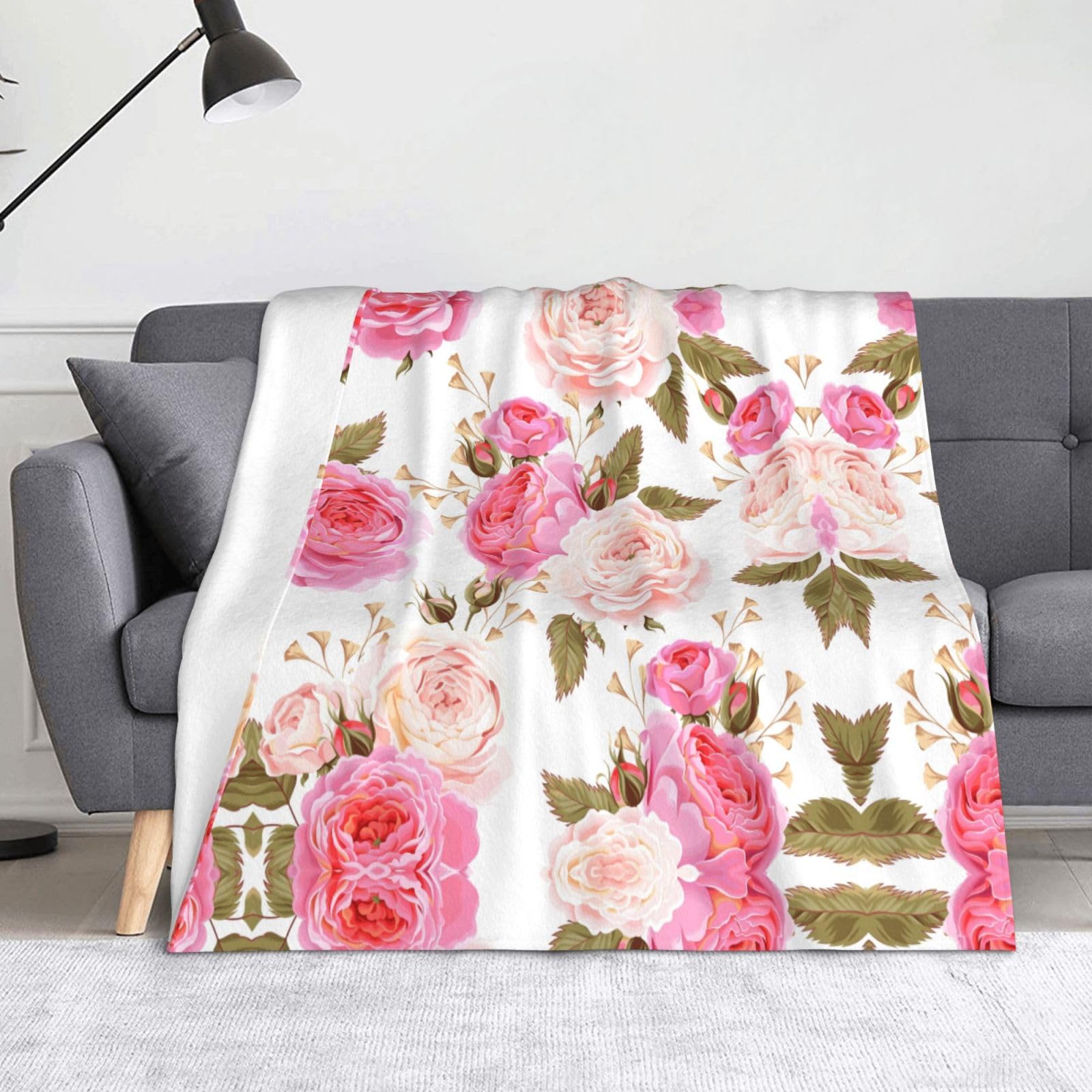 Couverture flanelle rose 152x127 plaid respirant Halloween