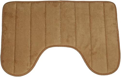 Scceatti Alfombra de baño de felpa en forma de U, color caqui, tapete de ducha en forma de U, productos de baño para piso de baño, accesorios de