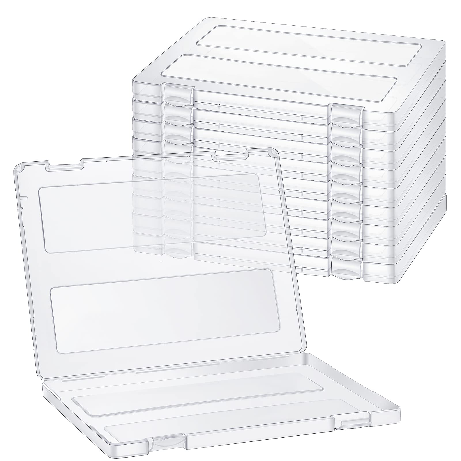 A4 File Box Paper Photo Storage Box A4 Portable Project Case Clear Plastic Document Magazine Organizer Box for Office School Supplies Accessories 12.52 x 9.5 x 0.95 Inch (10 Pieces)