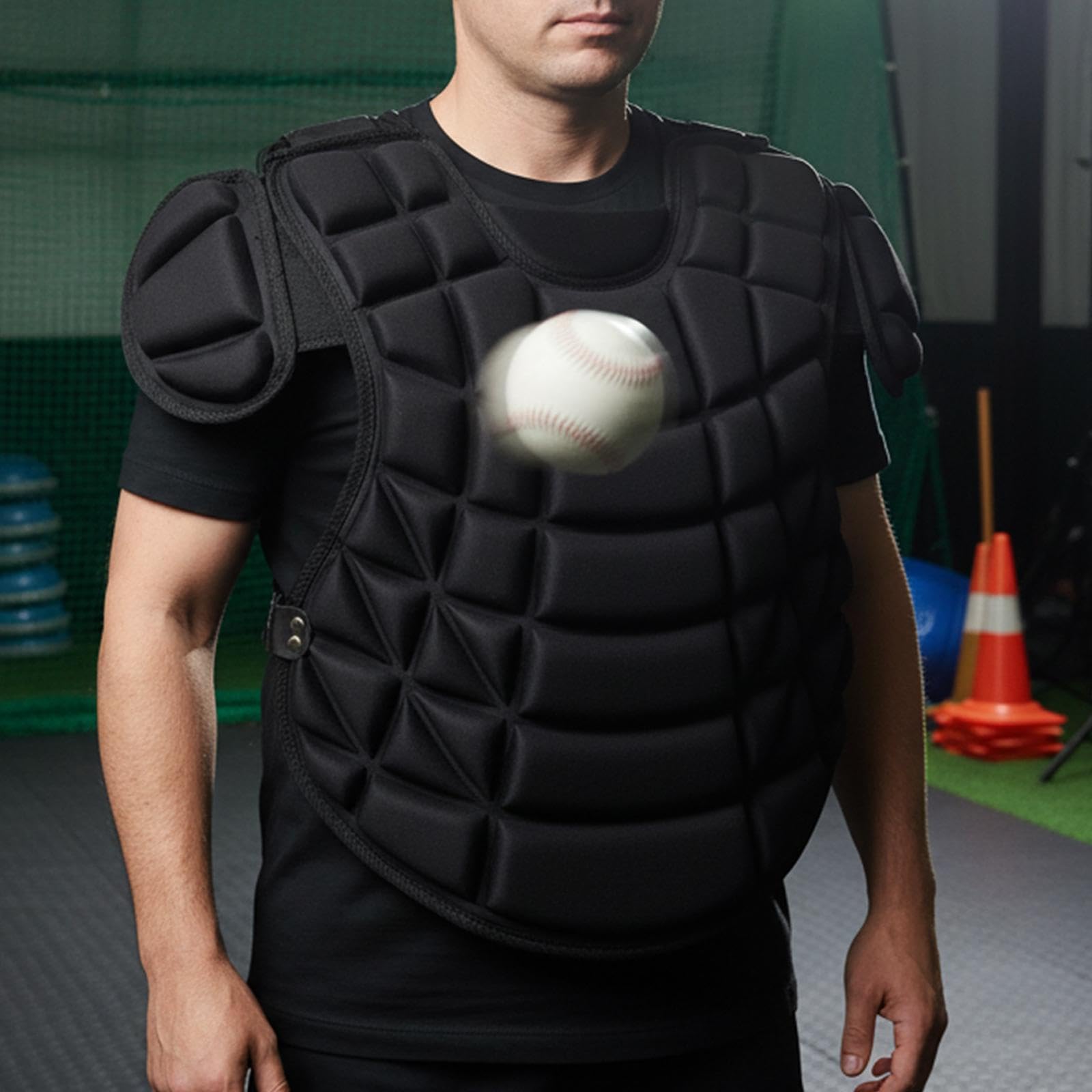Protezione per Il Petto per Ricevitore, Attrezzatura da per Esterni, Protezione Versatile per Kickboxing, Nera.