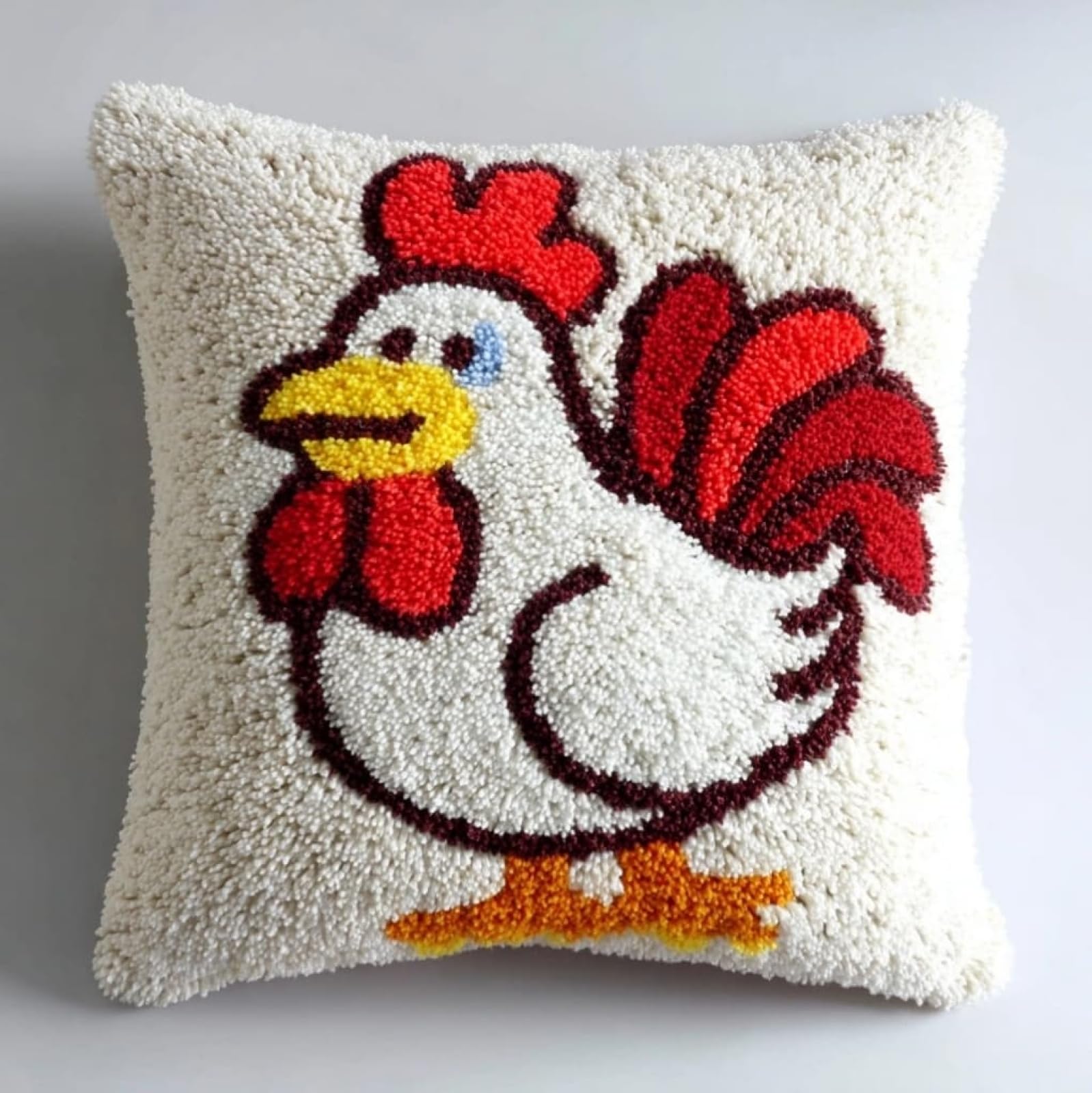 WallustrioaW Latch Hook Cushion Kits for Adults,Cartoon Rooster