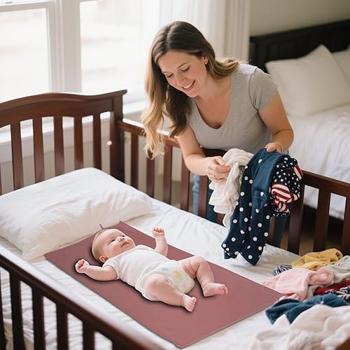 Miniatura 9 de Paquete de 2 cambiadores de pañales lavables para bebé, cambiador portátil para bebés para viajes o hogar, tapete plegable que se adapta