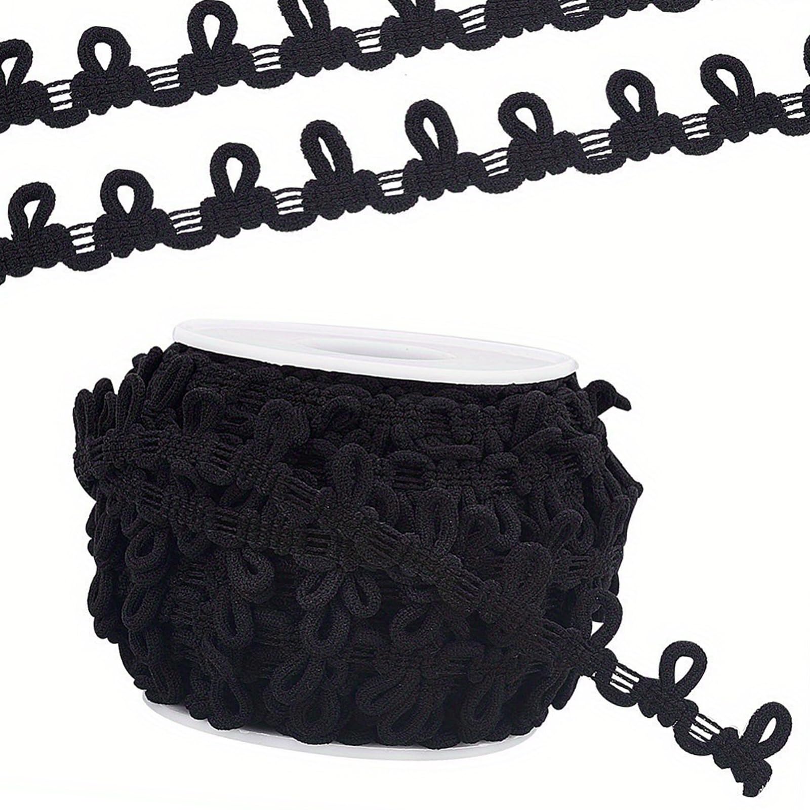 Roll of 20Yard Elastic Button Straps Polyester Cord Adjustable Collar Fasteners for Shirt Dress Jackets Hat Sewing