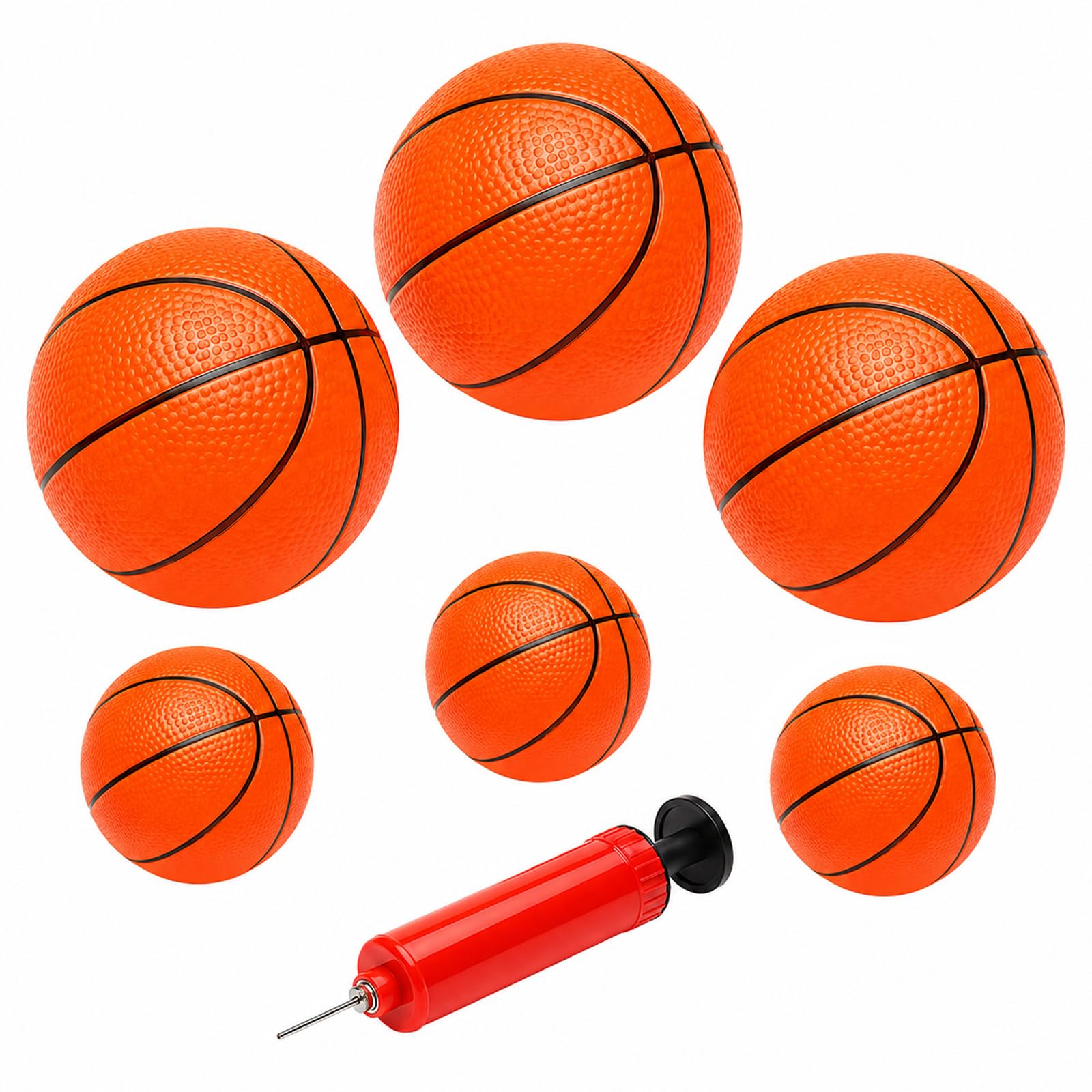 7Pcs Mini Basketball, Inflatable Balls for Indoor & Outdoor, with Pump