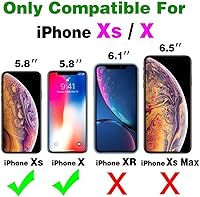Vista 2 de Funda compatible con iPhone Xs X 10 y 10s y protector de pantalla de vidrio templado, funda para monedero, tarjetero con cordón, fundas