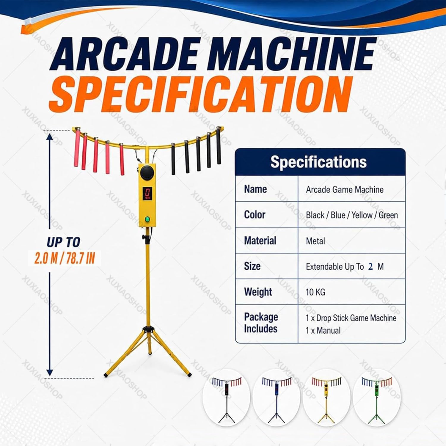 Macchina Arcade per L'allenamento della Coordinazione Occhio-Mano Yellow | Gioco di Sfida con Bastoncini,Treppiede Estensibile, velocità Regolabile, Gioco in Famiglia, Musica Preimpostata
