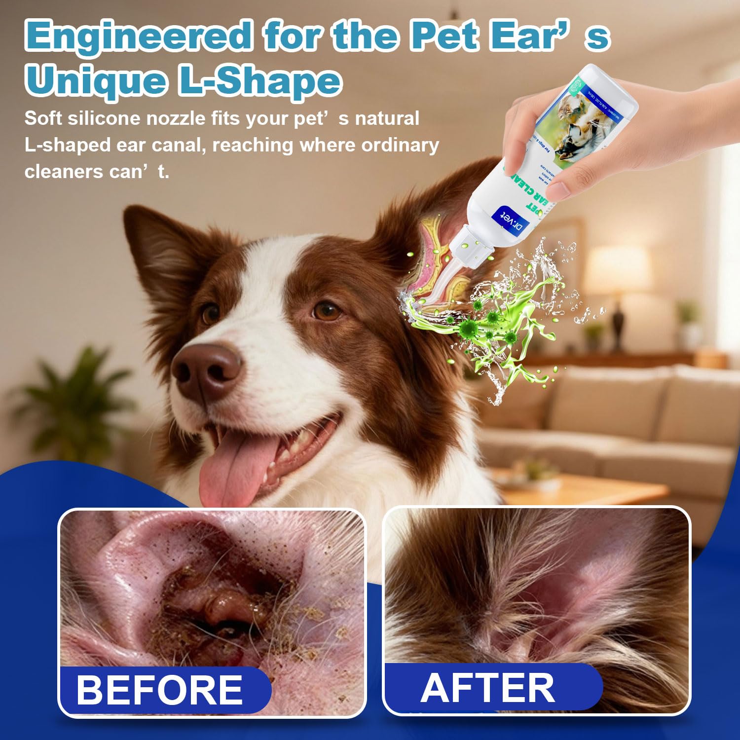 Dog Ear Cleaner Solution– Soft Nozzle Ear Treatment for Dogs & Cats, Gently Remove Dog Ear Wax & Debris, Soothe Ear Itching & inflammation, Odor Pet Ear Wash with Aloe Vera & Persimmon – 4.06 fl oz - image 5