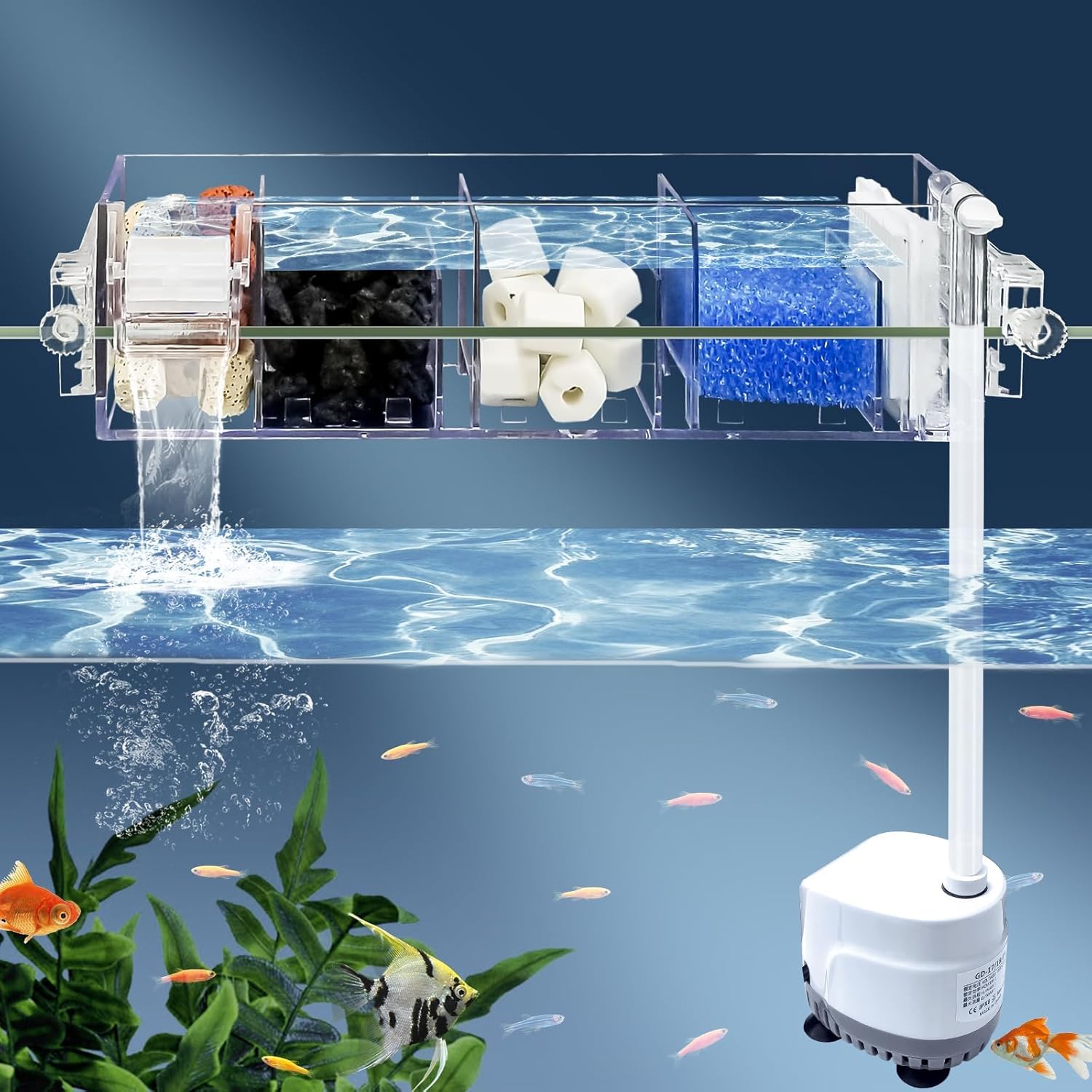 ANIMAUX GD 17 Hang on Back Fish Tank Aquarium Filter with Waterfall, Adjustable Water Flow, Can Hang on Back & Inside The Tank, for Freshwater and Saltwater Fishes (Filter Media Not Included) (B0DBMLXN59) Amazon Price History, Amazon Price Tracker