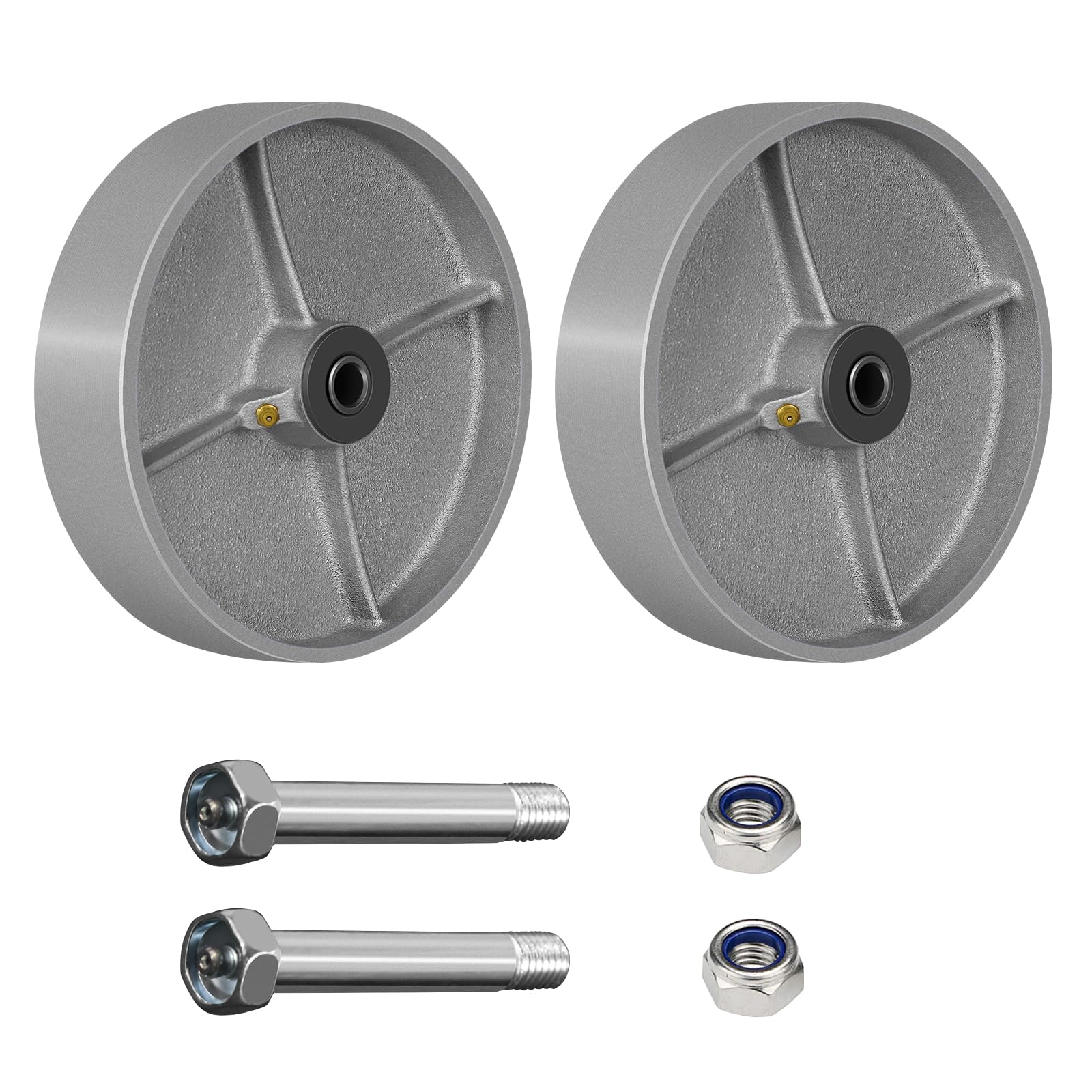 HANDSAMMU 8 Inch Replacement Caster Wheels, Steel Cast Iron Wheel, Heavy Duty -1300 lbs Capacity per Wheel, 1/2