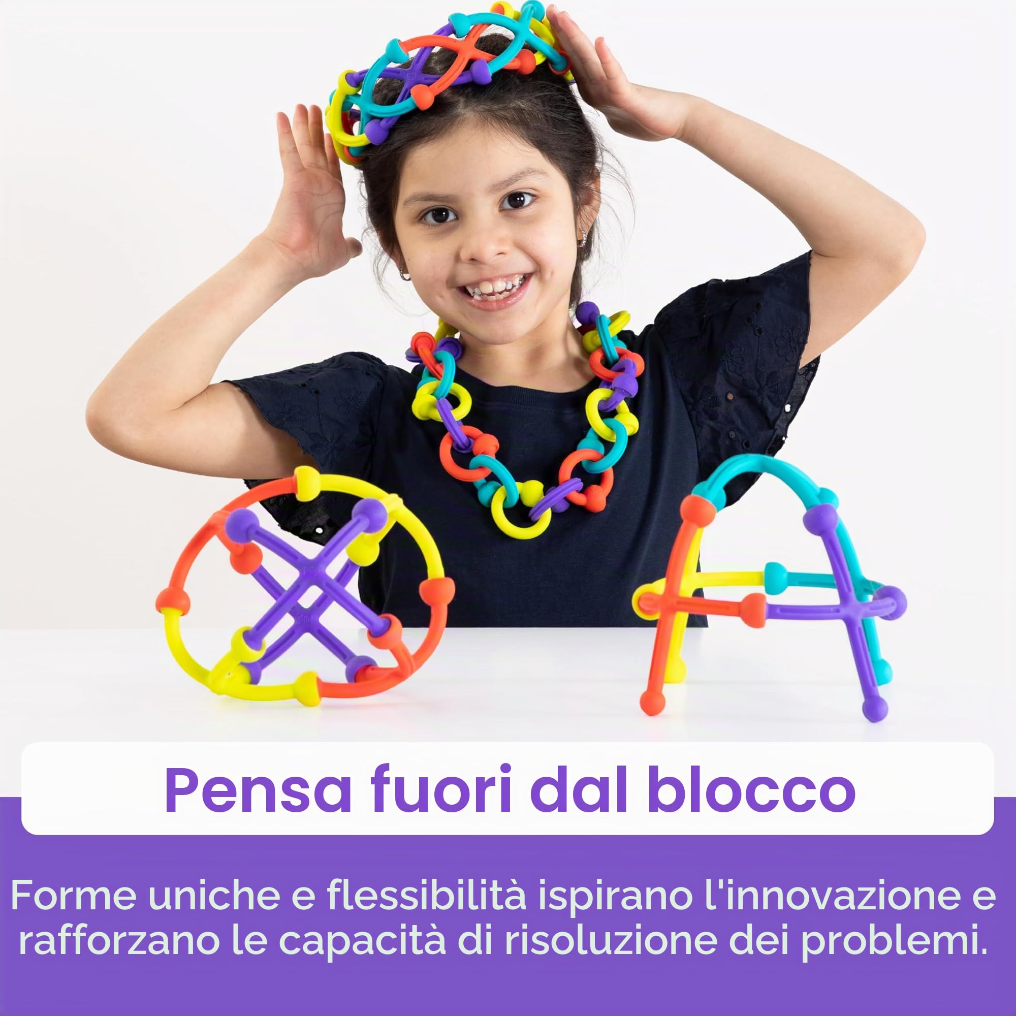 Fat Brain Toys Kit Plip | Set di 52 pezzi in silicone flessibile in una varietà di forme, dimensioni e colori | Giocattoli sensoriali per bambini | Giocattoli di costruzione creativi