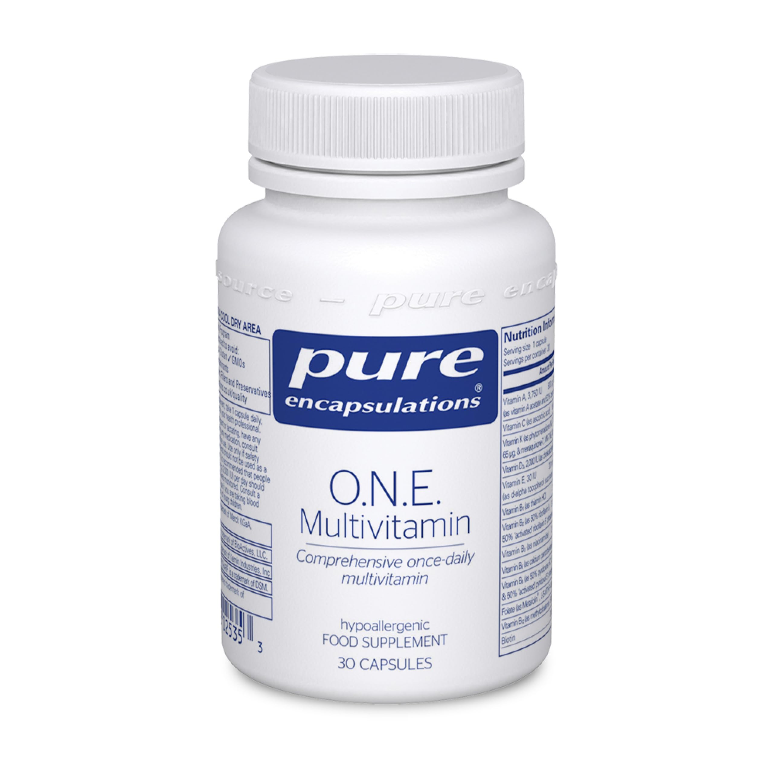 O.N.E. Multivitamin - Comprehensive Once-Daily Multivitamin - with Vitamins A, B1, B2, B3, B5, B6, C, D, E, K, Folate & Selenium - 30 Capsules