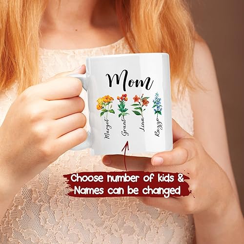 Miniatura 9 de Taza de té con diseño de flores para mamá, taza personalizada para mamá con nombre, taza de café personalizada para madre, regalo para mamá, tazas