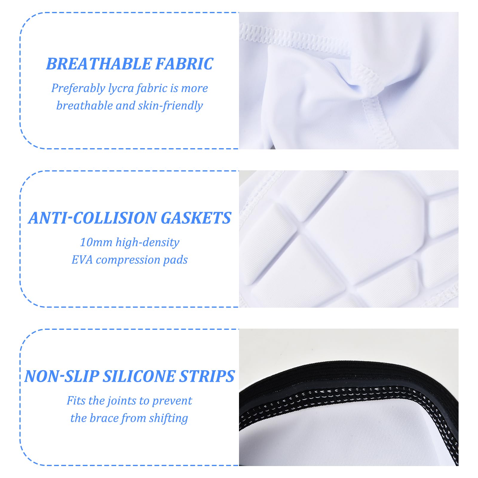 1 Pair Manche Coude Rembourré Blanc, Souple Protege Coude Sport, Epais Rembourré Coudiere Volleyball, Coudières Anti-Chocs, Avant Bras Protection Coude pour Basket-Ball Cricket Volleyball Football