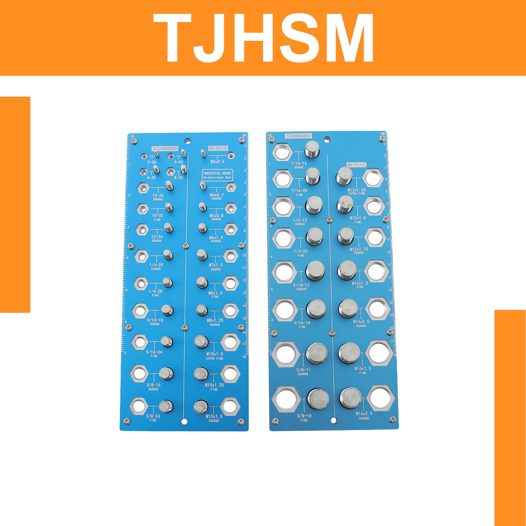 TJHSM Nut and Bolt Thread Checker 21 Inch and 17 Metric for Checking Sizes