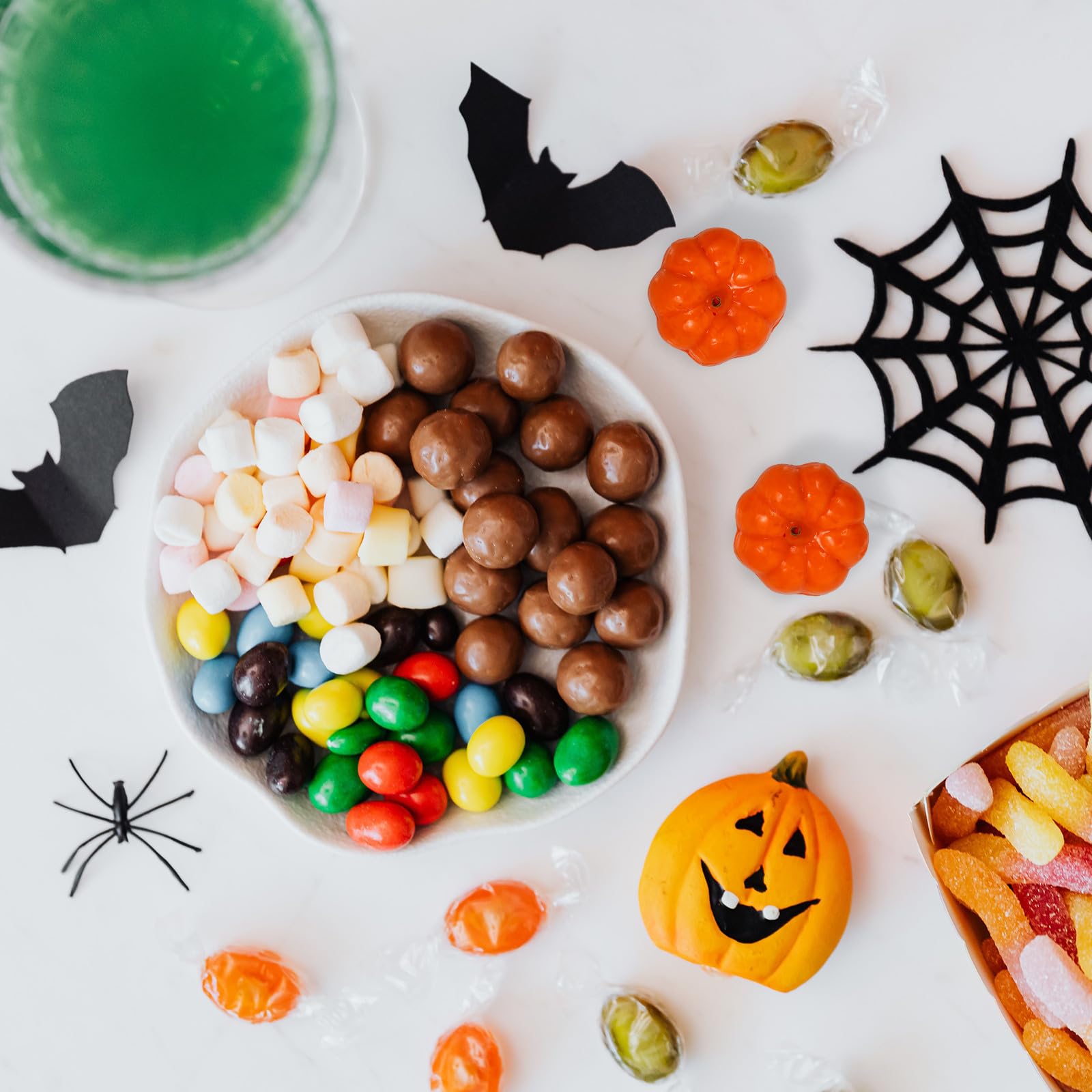 Uonlytech 400 Pezzi Decorazione Halloween Zucca Artificiale Arancia a Forma di Zucca Design Realistico e Colla Pu, per Addobbi Fai da Te e Atmosfera Autunnale