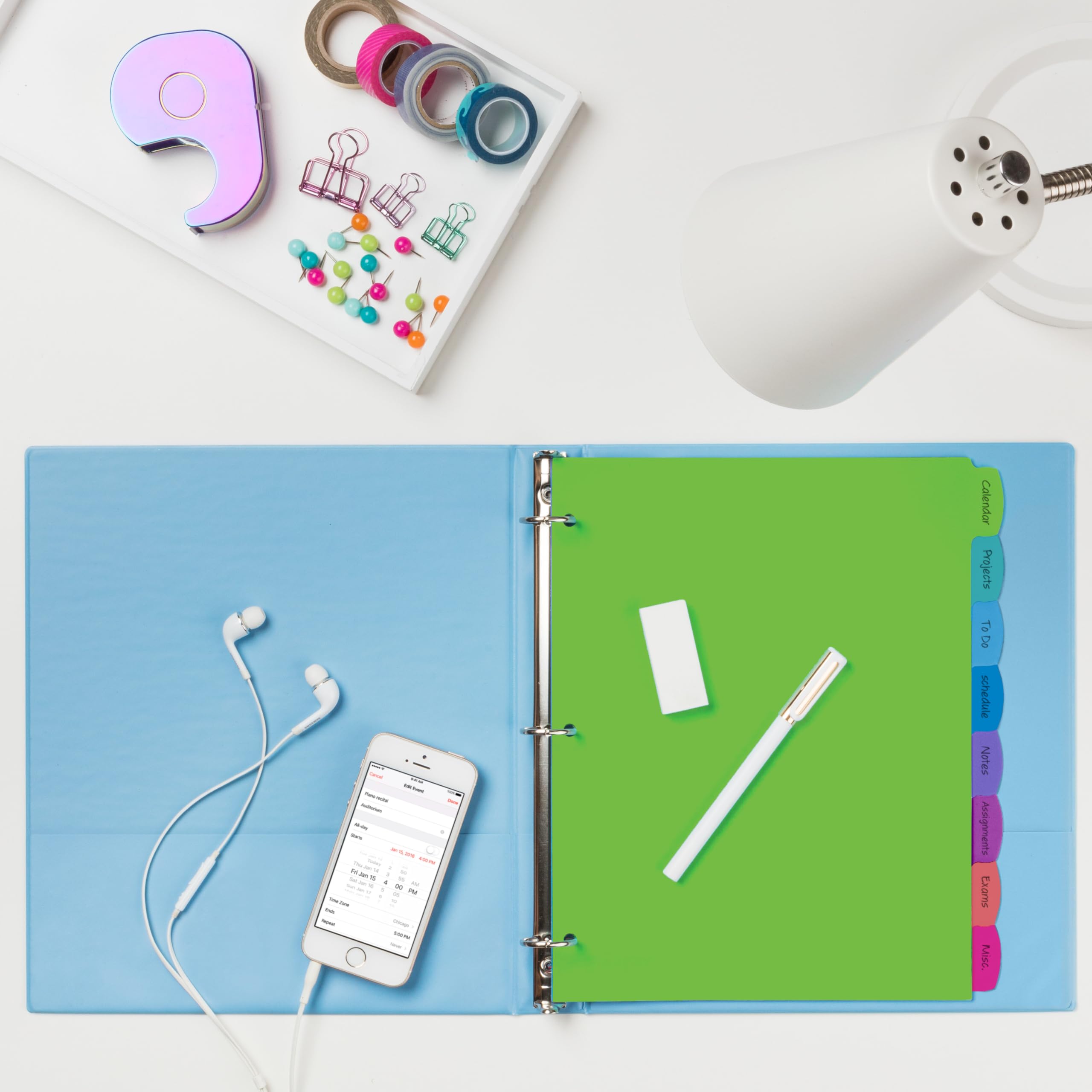 Snapklik.co : HABGP 2 Set 8 Tab Binder Dividers For 3 Ring, Plastic