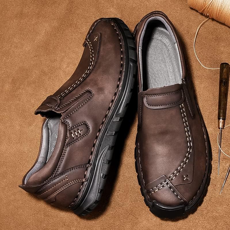 Men's Leather Shoes Casual Loafers Slip on Comfortable Walking Driving Shoes for Men - Image 7