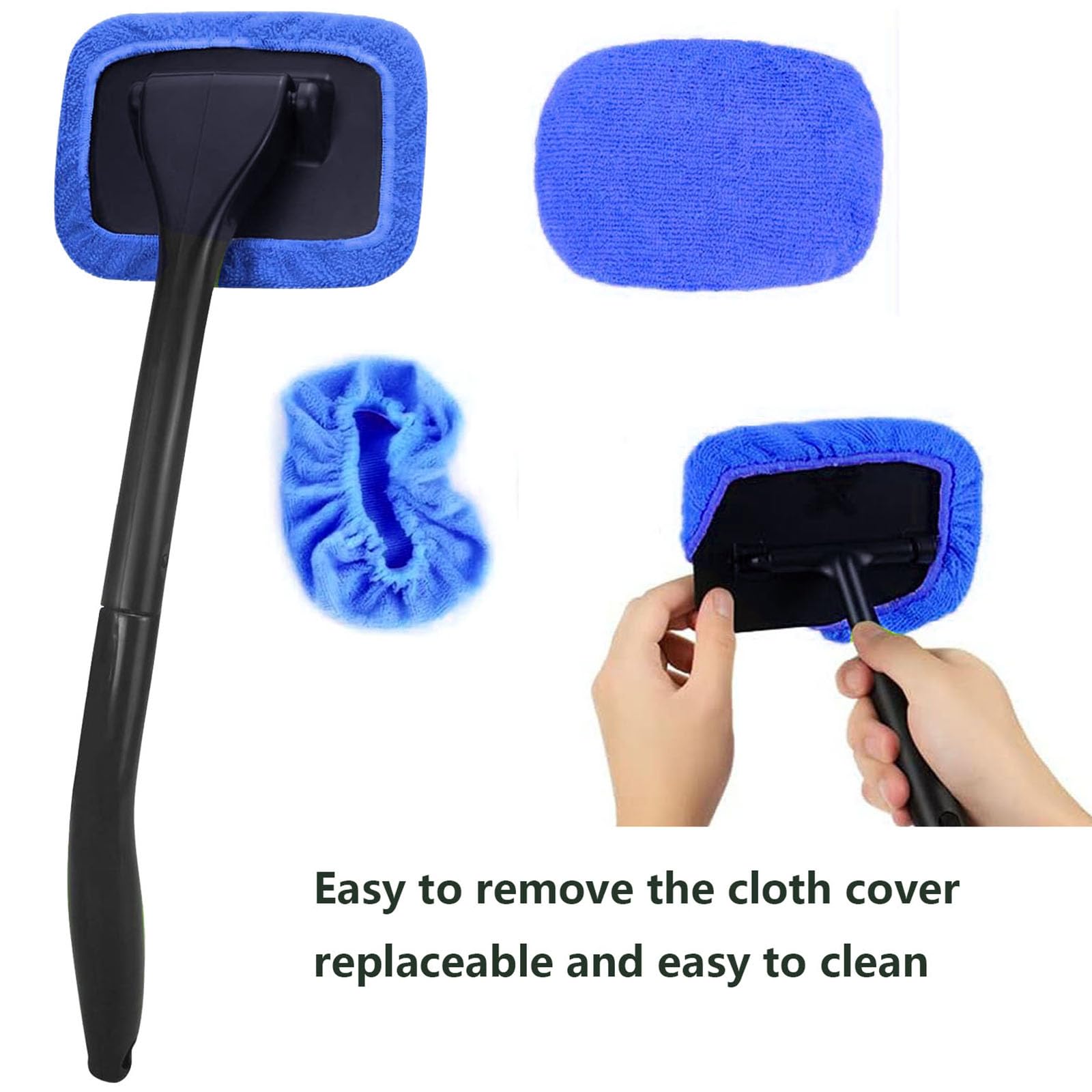 desin Car Windshield Cleaning Tool Windshield Cleaner with 5 Washable and Reusable Microfiber Pads and Extendable Handle for — view 3