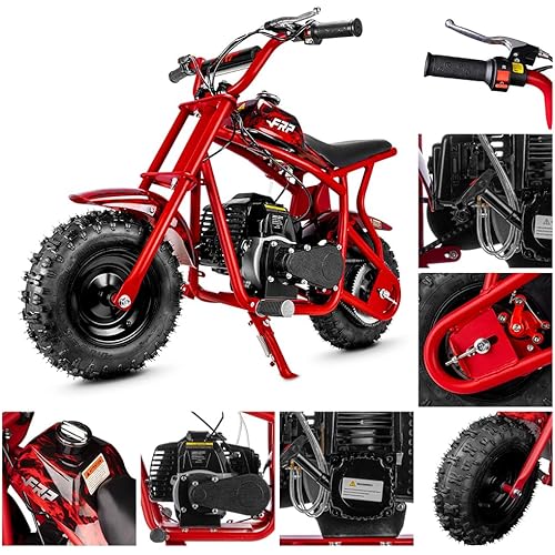 FRP DB003 New 50CC 2-Stroke Kids Dirt Off Road Mini Dirt Bike, Kid Gas Powered Dirt Bike Off Road Dirt Bikes, Gas Powered Trail Mini Bike - Ultra Edition，Red