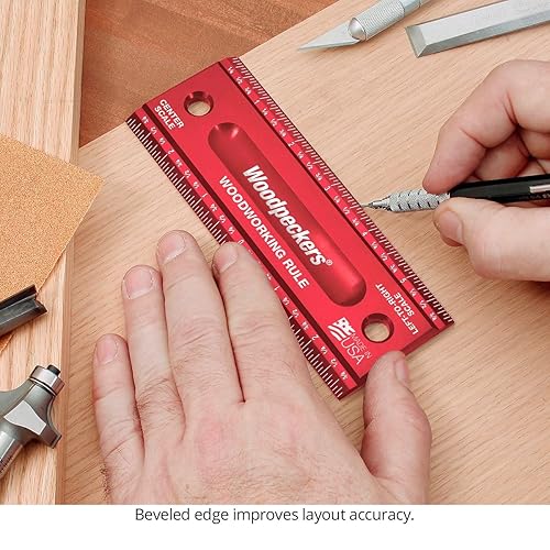 Miniatura 4 de Woodpeckers Regla de carpintería, 47.244 in, L2R y balanzas grabadas con láser central, regla métrica de carpintería de aluminio de precisión