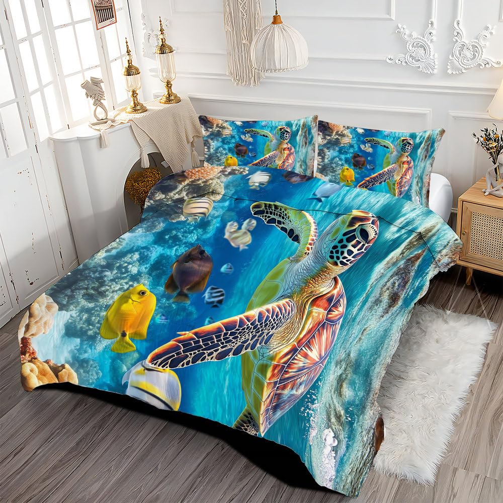 Housse de couette bleue en microfibre imprimée pour transformer l'ambiance de votre chambre