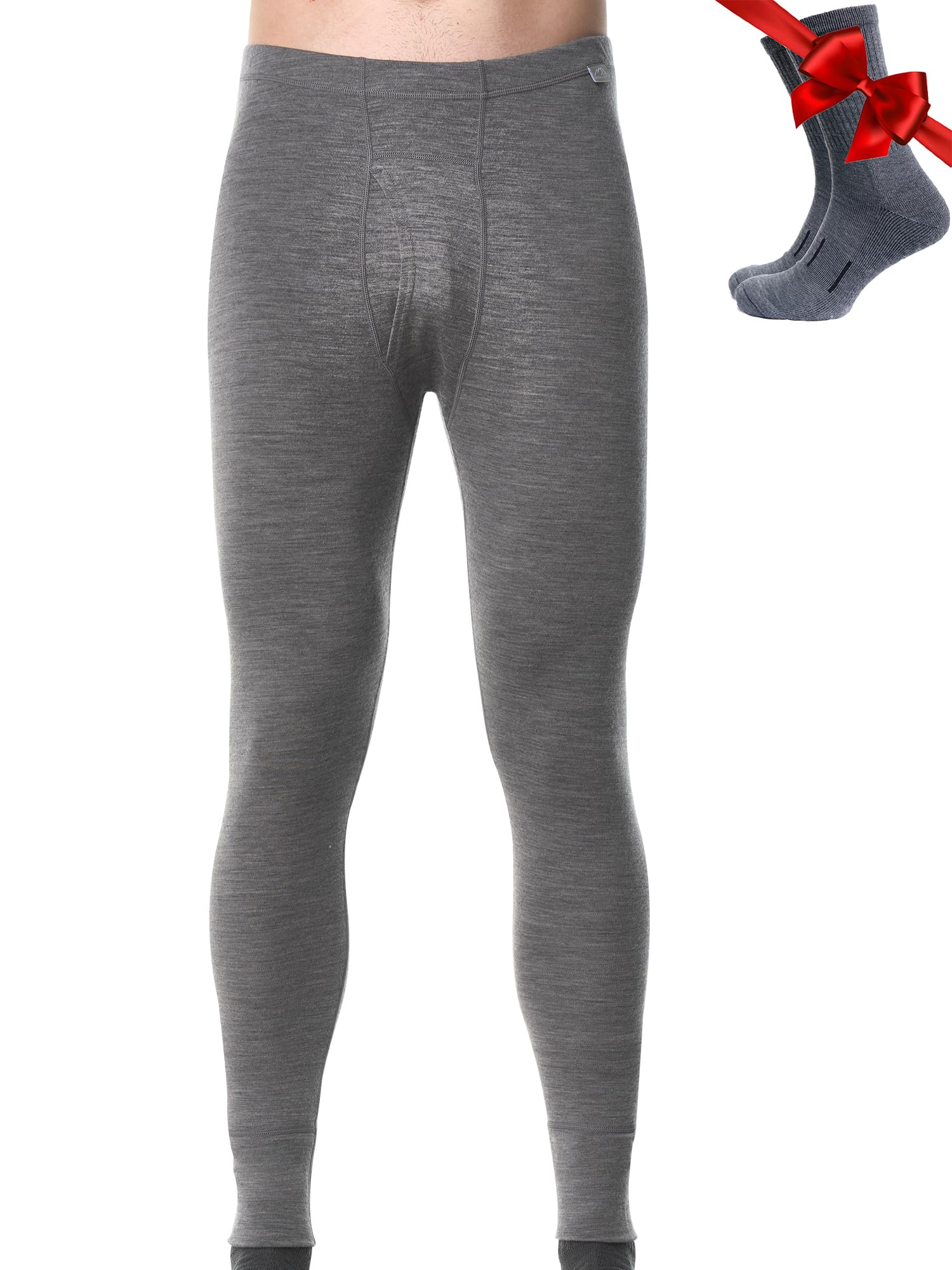 100% Merino Wool Base Layer Mens Pants - Thermal Underwear Long Johns
