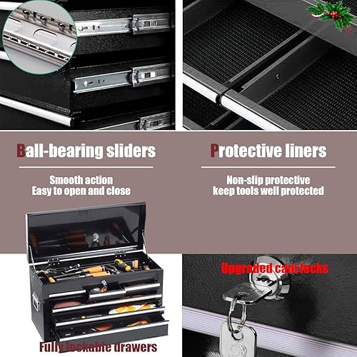 Miniatura 4 de Cofre de herramientas de 8 cajones, caja de herramientas con cerradura, caja de herramientas de alta capacidad con cajones deslizantes y 4 ruedas,