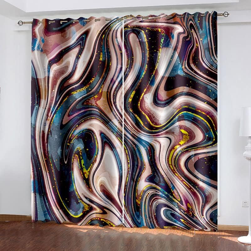 Miniatura 3 de YELDAN Cortinas de mármol para sala de estar, dormitorio, cortinas opacas abstractas de 45 pulgadas de largo, cortinas con ojales con aislamiento