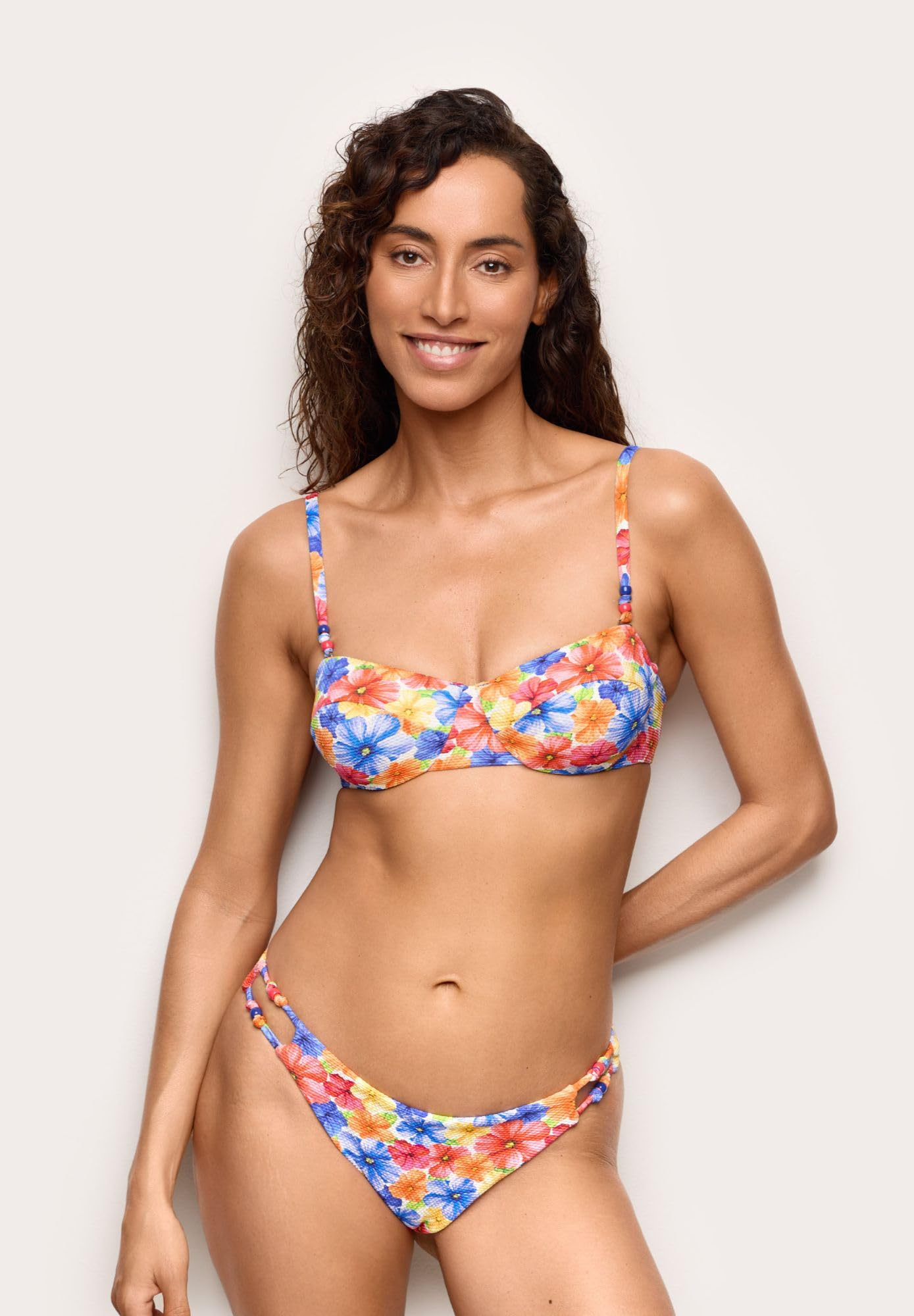YAMAMAY - Bikini Parte Alta a Fascia con Ferretto, Imbottitura Removibile, Donna, Paloma, Multicolore, Stampa Floreale