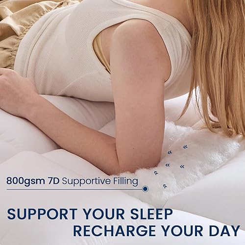 Miniatura 3 de YUGYVOB Cubrecolchón Queen extra grueso, refrescante y transpirable, bolsillo profundo de 8 a 21 pulgadas, relleno alternativo de plumón suave