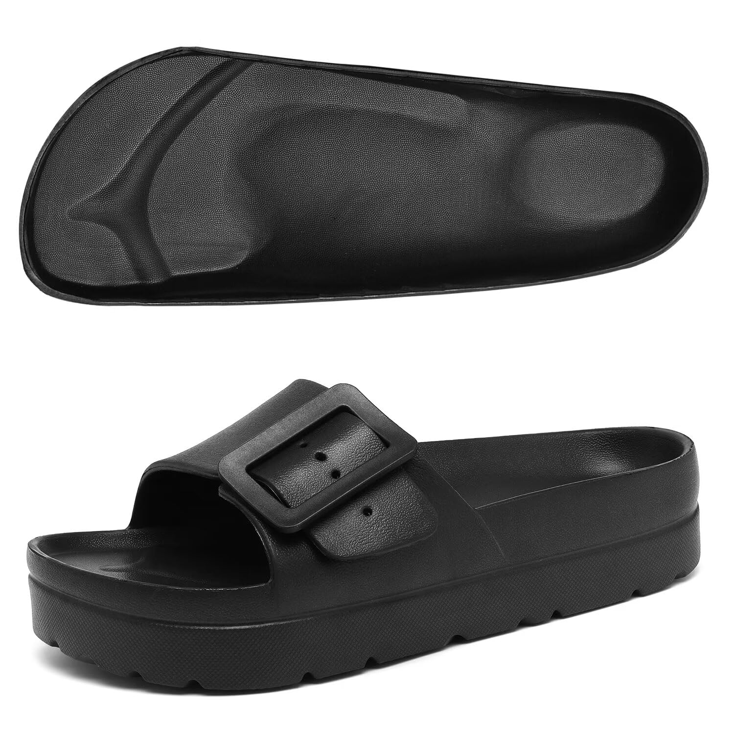 Platform Sandals Adjustable Buckles for Women,Women Casual Slides with Arch Support,EVA Sandals Womens Summer for Beach,Street,Pool And Indoor