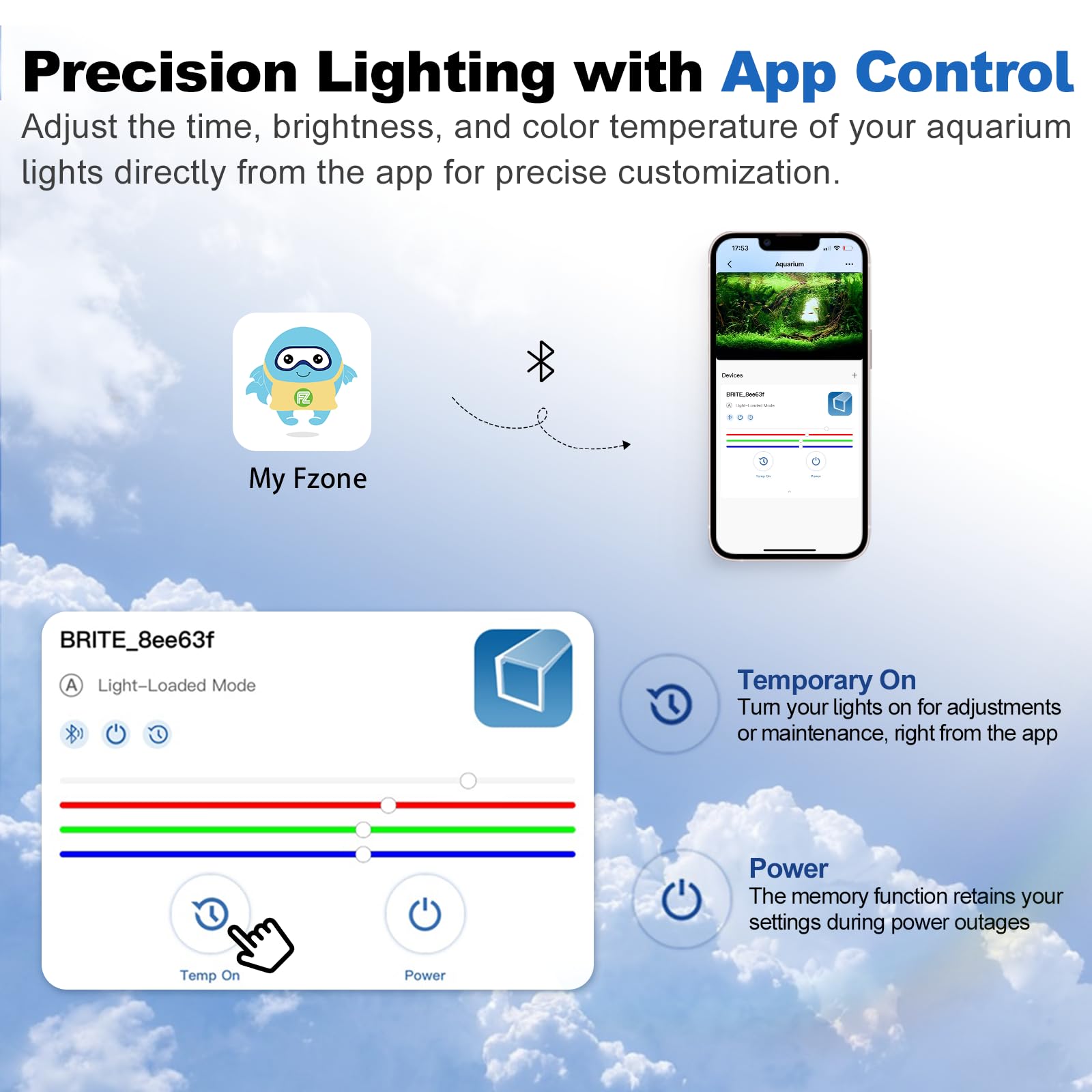 FZONE Led Aquarium Beleuchtung Mit APP-Steuerung, Vollspektrum Für Bepflanzte Aquarien Von 31-43‘’, Timer Für Sonnenaufgang/Sonnenuntergang, 60W
