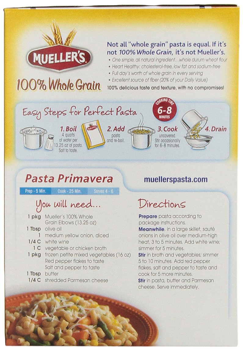 Muellers 100% Whole Grain Elbow Mac, 13.25-Ounce (Pack of 12)