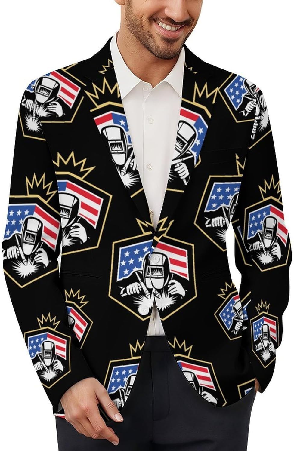 Welding U.S.A. Welder Flag Men's Blazer Casual Suit Jackets Business Button Sport Coats