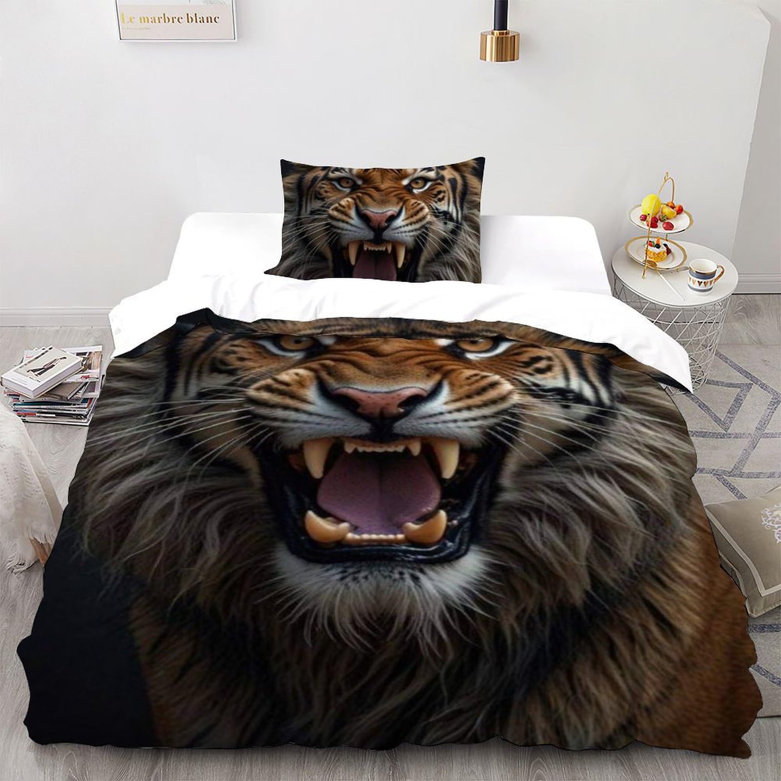 Housse de couette Tigres infroissable pour lit enfant 1 place