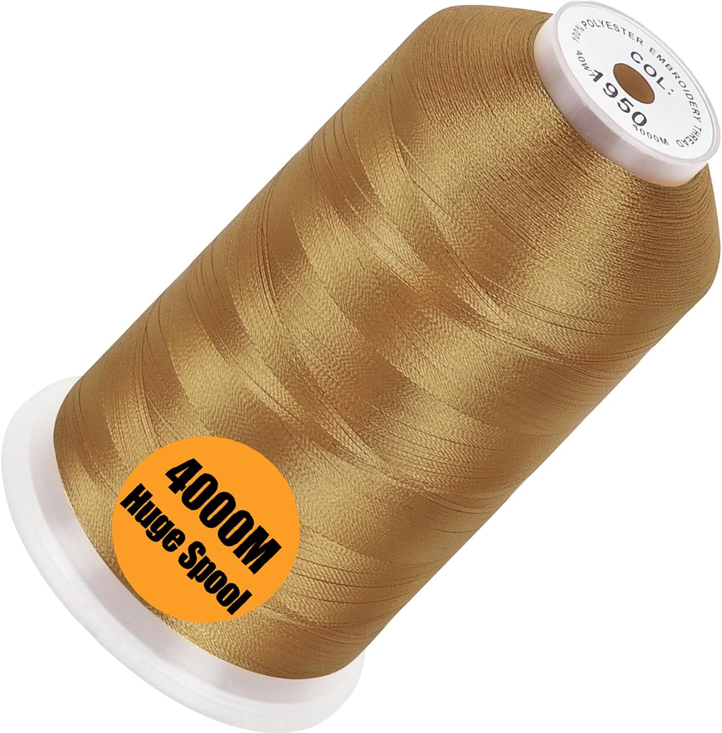 Single Huge Spool 4000M Each Polyester Embroidery Machine Thread 40WT for Commercial and Domestic Machines - Christmas Gold