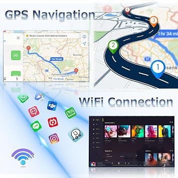 4+64G Car Stereo for Dodge RAM ProMaster City 2015-2021 Headunit with Carplay Android Auto 9 Touchscreen Android 14 in-Dash Head Unit WiFi GPS Navigation Mirror Link AHD Backup Camera Mic