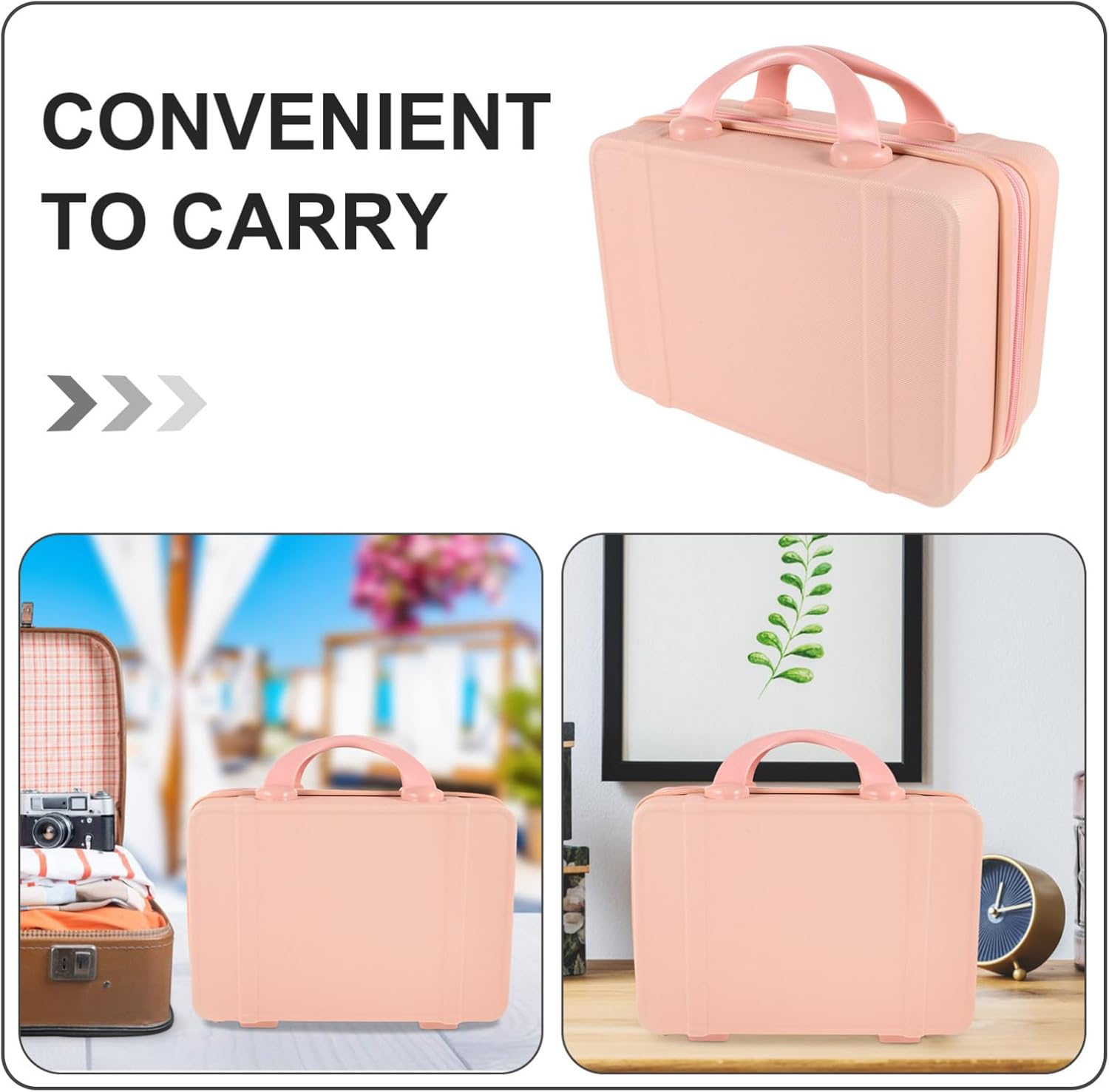 FRCOLOR Makeup Suitcase Portable Cosmetic Case Lightweight Travel Organizer with Sturdy Handle for Makeup Jewelry and Stationery Vintage Style