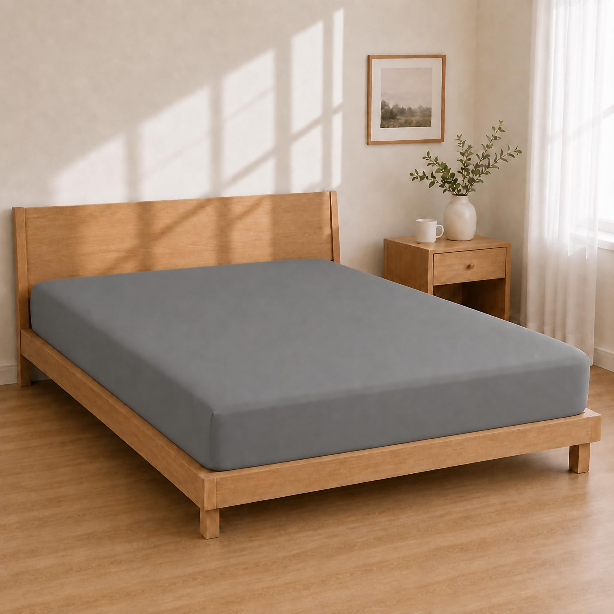 Fitted Sheet Microfibre 160 x 190 + 25 - Box Spring Sheet Grey