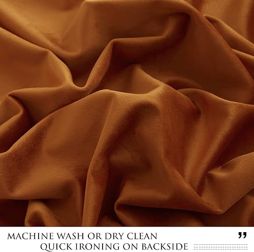 Miniatura 8 de StangH Cortinas de terciopelo naranja quemado para sala de estar, cortinas opacas para puerta corrediza de 96 pulgadas, cortinas de lujo con