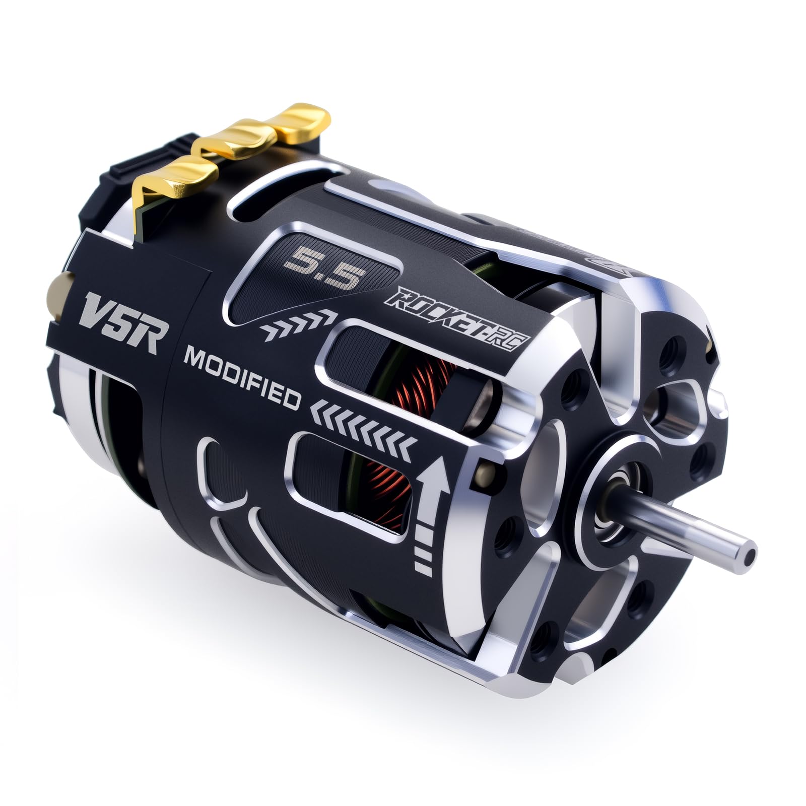 Surpass Hobby Rocket RC 540 V5R Sensored Brushless Motor 5.5T Competition Level Motor with Shaft 3.175, Modified Use for 1:10 RC Car/Truck（ Modified 5.5T）